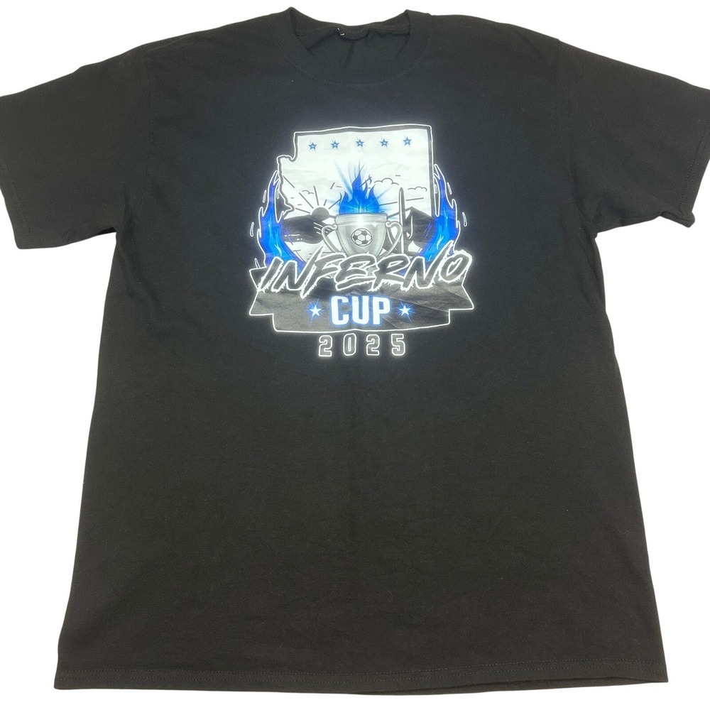 Unisex Inferno Cup 2025 Soccer Volunteer T-Shirt Medium Black Arizona Graphic